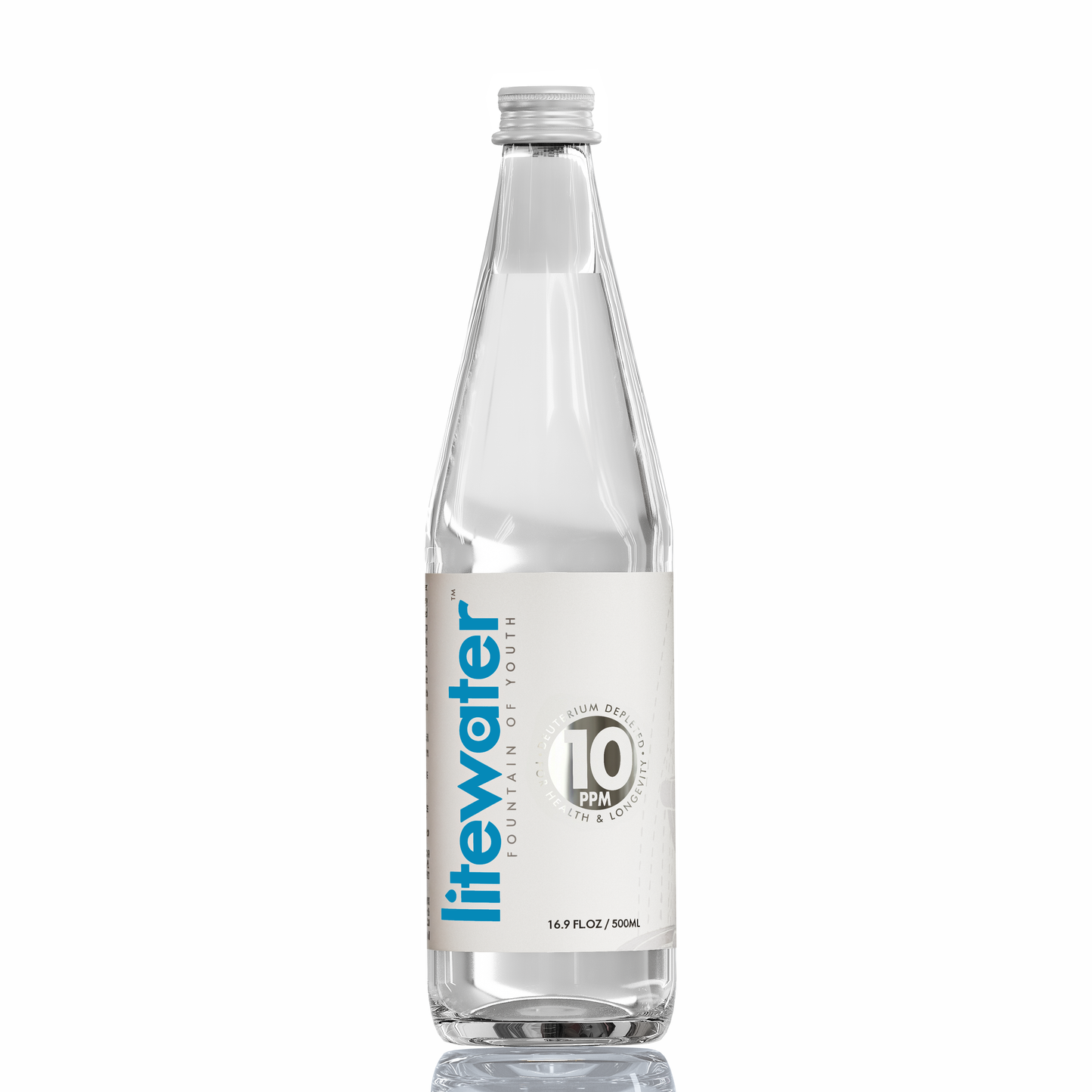 Litewater™ 10 ppm Deuterium Depleted Water - 0.5 L / 16.9 fl. oz., Glass Bottles (Case of 12)