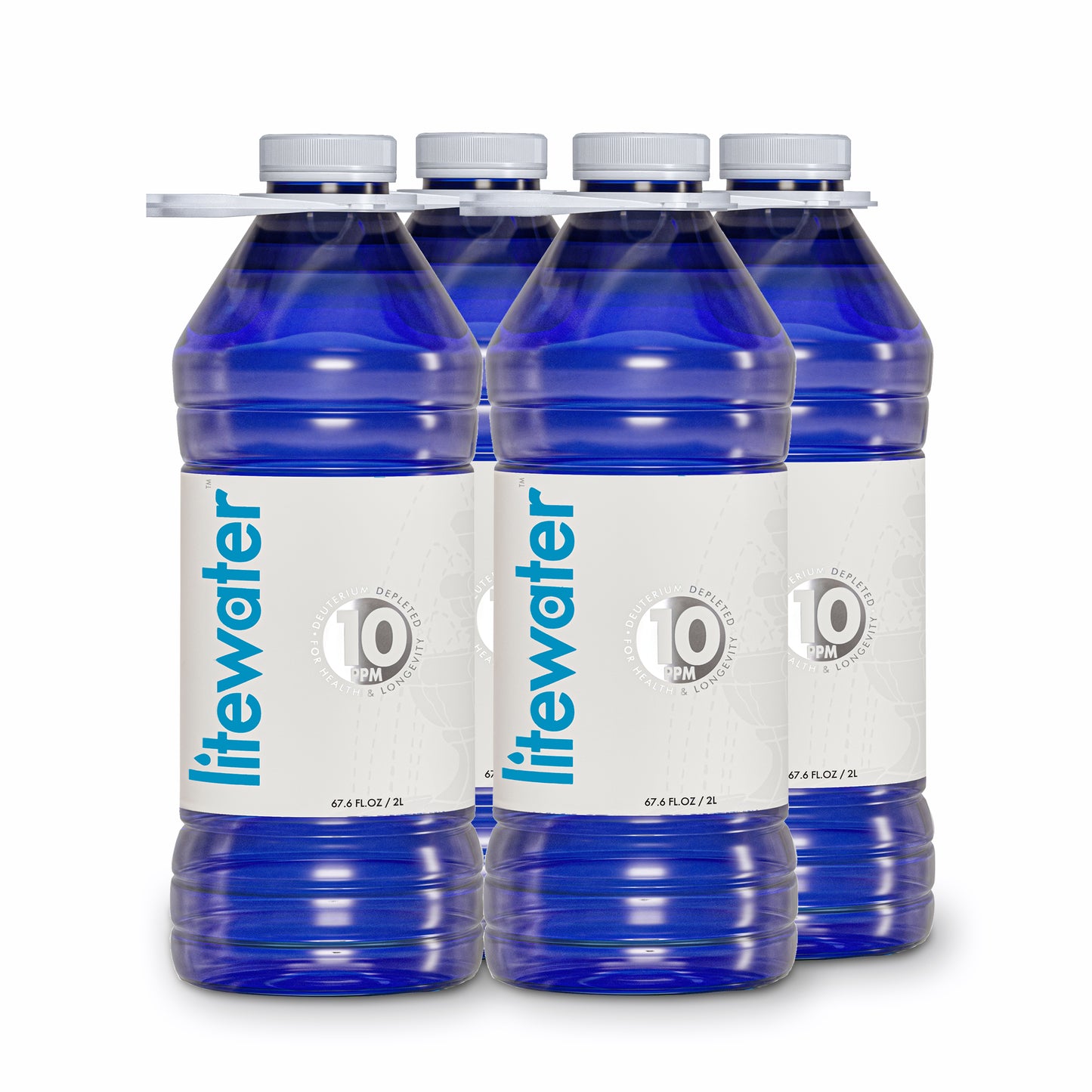 Litewater™ 10 ppm Deuterium Depleted Water - 2 L / 67.6 fl. oz., PET Plastic Bottles (Case of 4)