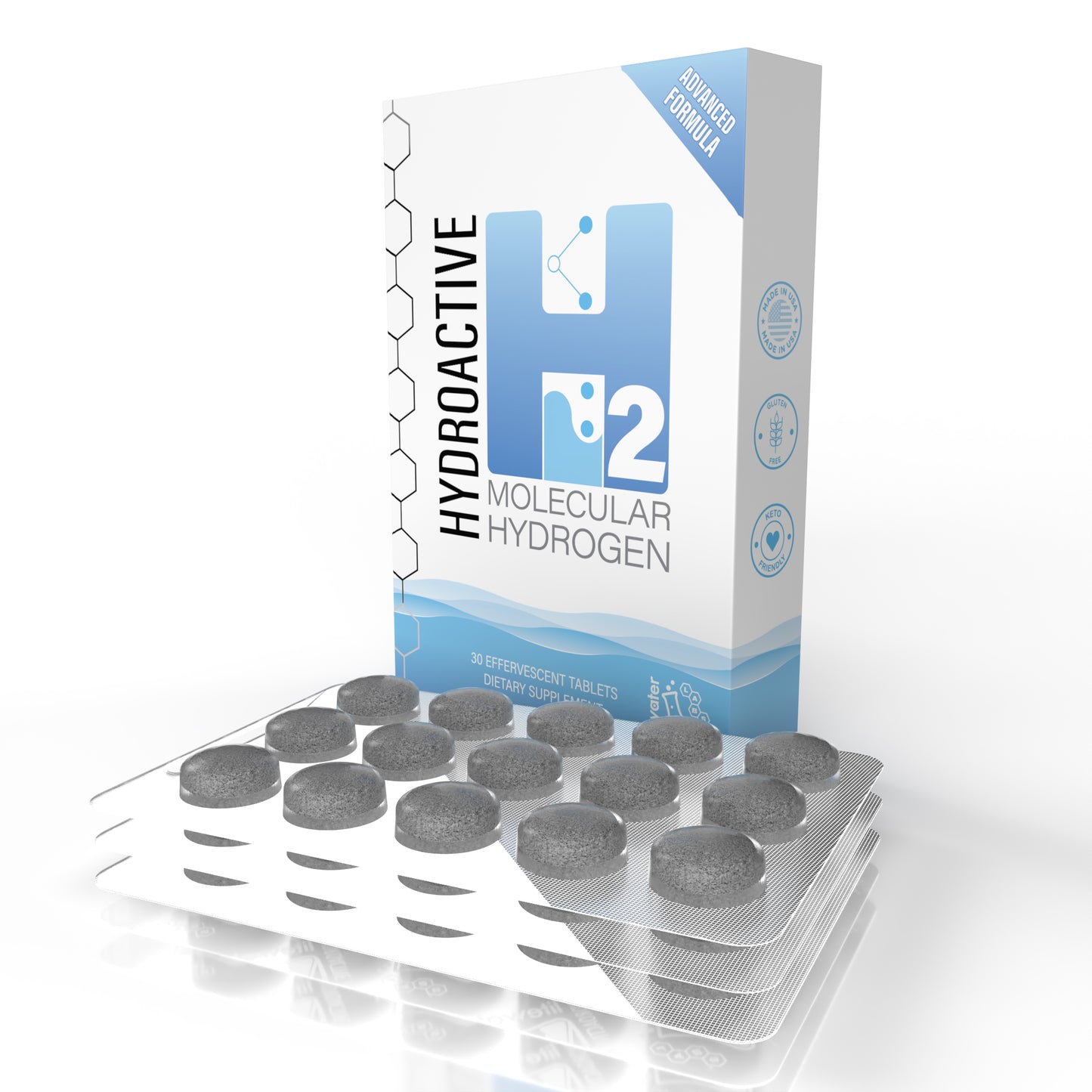 Hydroactive™ H2 Molecular Hydrogen Tablets - 30 Tablets, Blister Pack