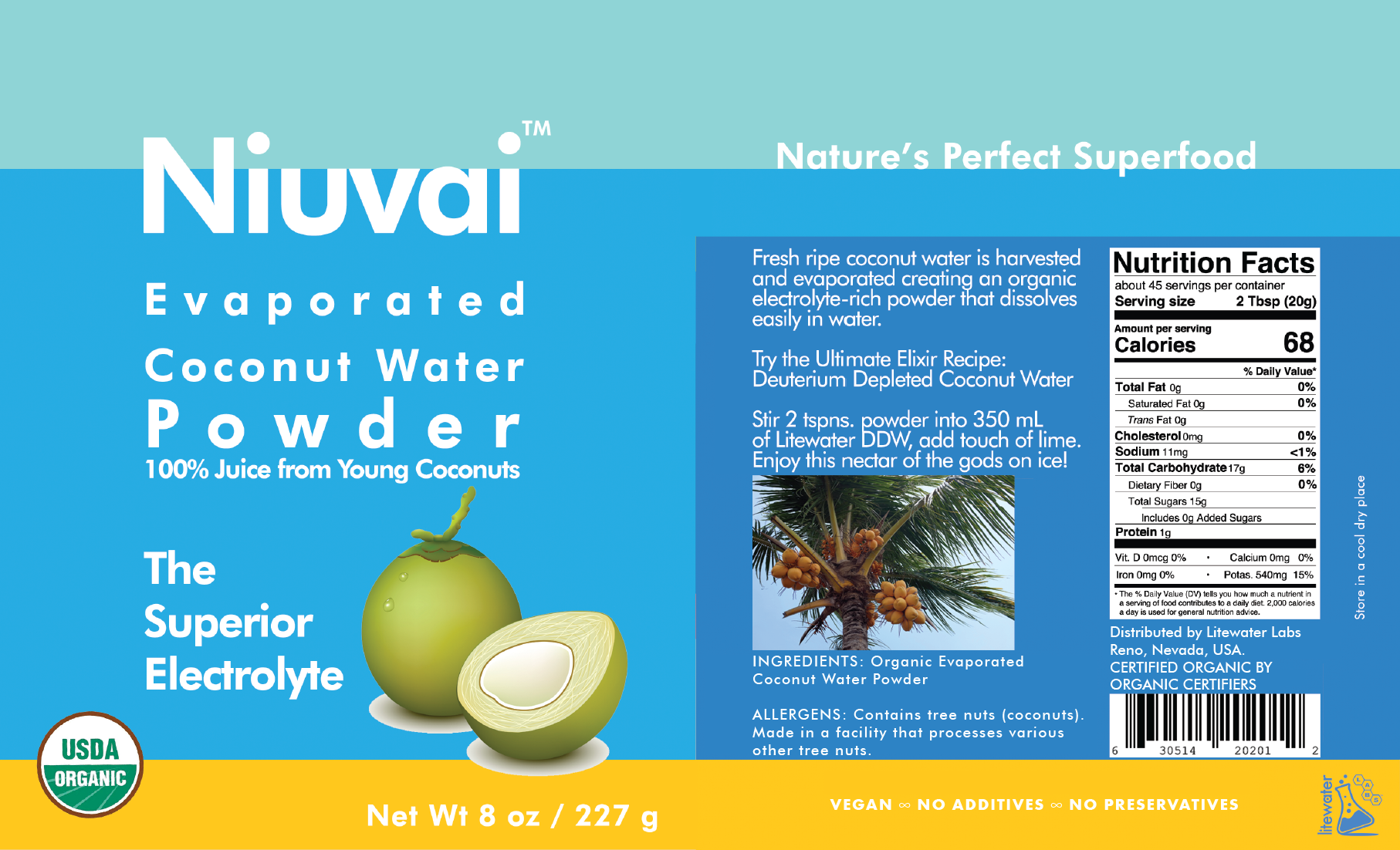 Niuvai™ Evaporated Organic Coconut Water Powder – Litewater Scientific