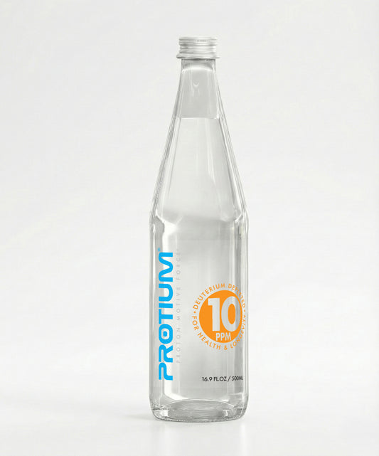 Protium™ 10 ppm Deuterium Depleted Water - 500 mL L / 16.9 fl. oz., Glass Bottles