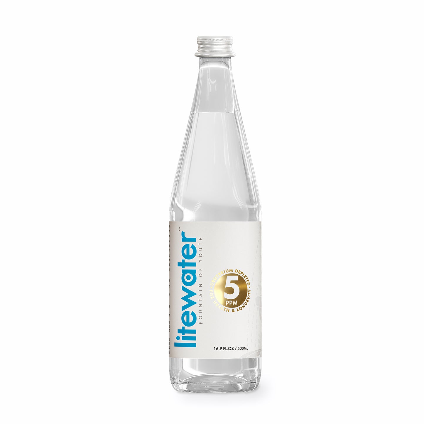 Litewater™ 5 ppm Deuterium Depleted Water - 0.5 L / 16.9 fl. oz., Glass Bottles (Case of 12)