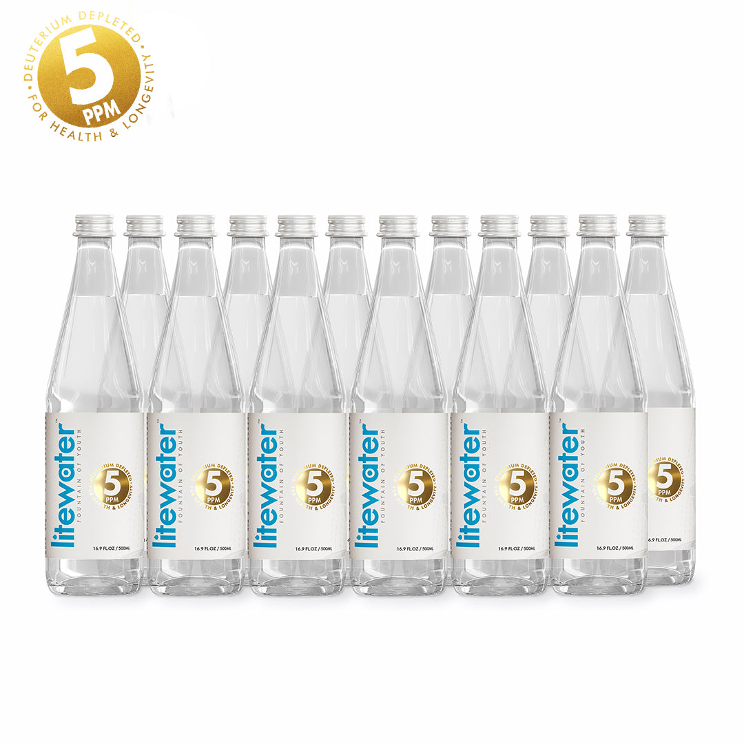 Litewater™ 5 ppm Deuterium Depleted Water - 0.5 L / 16.9 fl. oz., Glass Bottles (Case of 12)