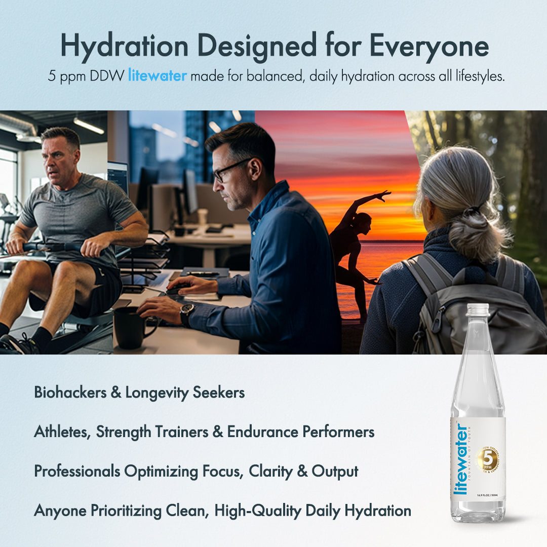 Litewater™ 5 ppm Deuterium Depleted Water - 0.5 L / 16.9 fl. oz., Glass Bottles (Case of 12)