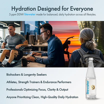 Litewater™ 5 ppm Deuterium Depleted Water - 0.5 L / 16.9 fl. oz., Glass Bottles (Case of 12)