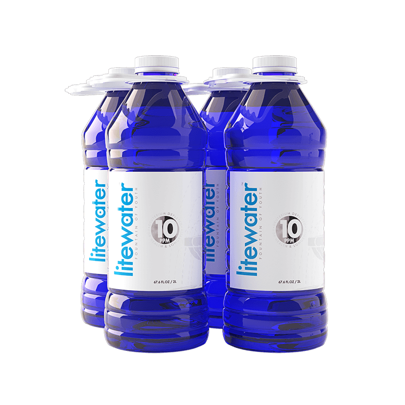Litewater™ 10 ppm Deuterium Depleted Water - 2 L / 67.6 fl. oz., PET Plastic Bottles (Case of 4)